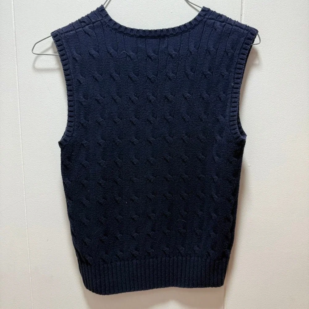 Polo Ralph‎ Lauren Kids Navy Blue Cable Knit V Neck Sweater Vest Size 7